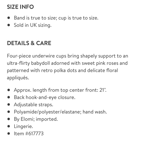 Elomi 34GG Betty Babydoll Chemise Black & Pink - Picture 5 of 16